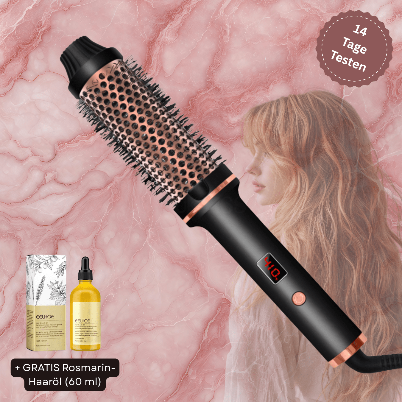 Glowéa™ – Die 3 - in - 1 Stylingbürste + GRATIS Rosmarin - Haaröl (60 ml) - Novaloom